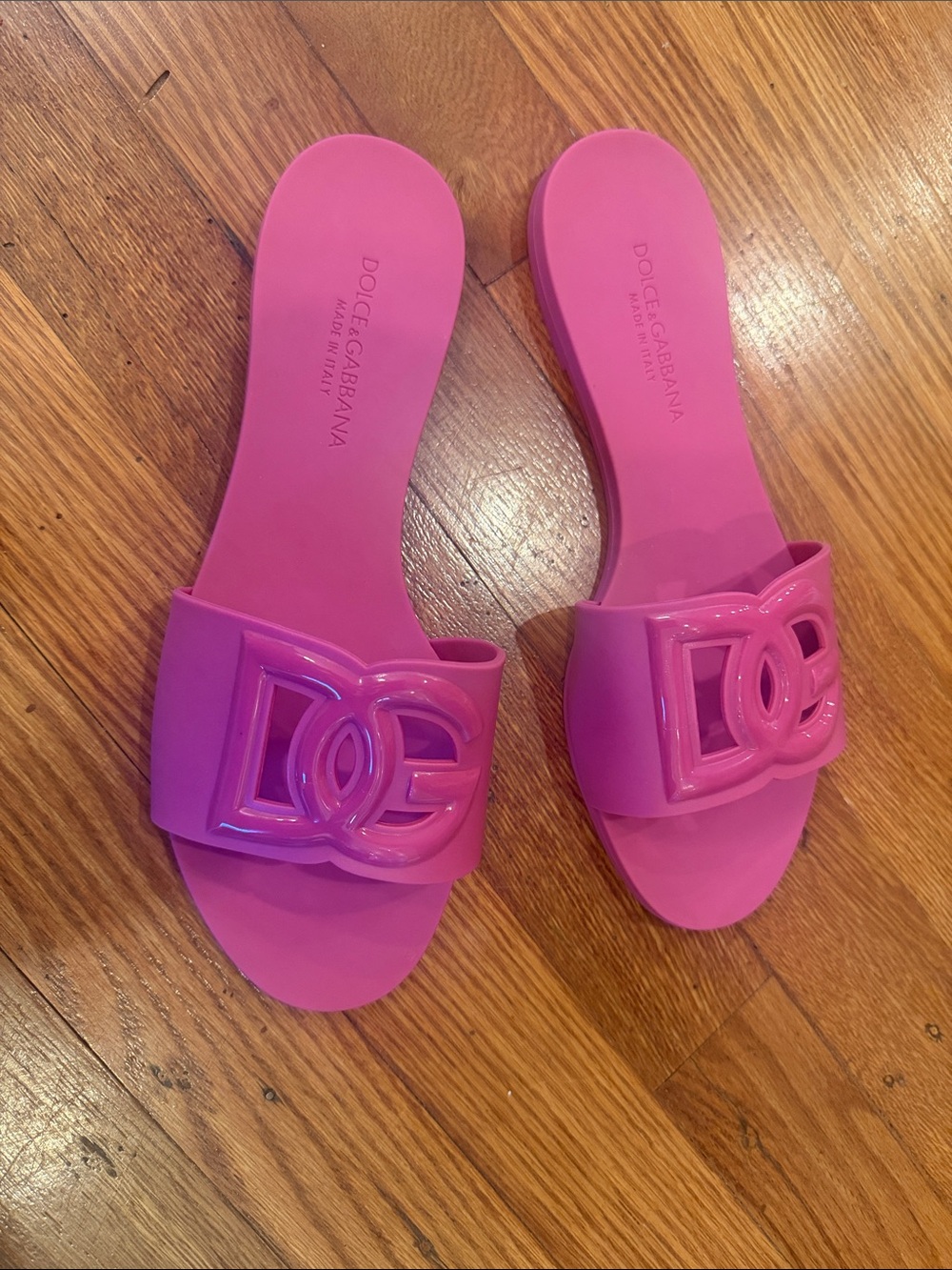 size 39 dolce & Gabbana Hot Pink Logo Slide Sandalss new no box